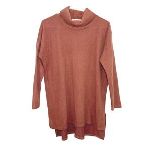 Vine & Love Women Rust Turtleneck Sweater High Low Hem Knit Top Medium M